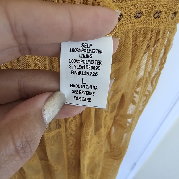 Elegant Mustard Floral Lace Maxi Dress - Picture 3 of 4